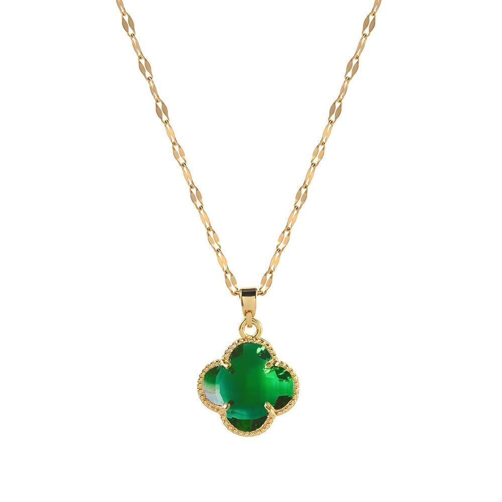18K Gold Plated Stainless Steel "Four Leaf Clover" Necklace Hypoallergenic